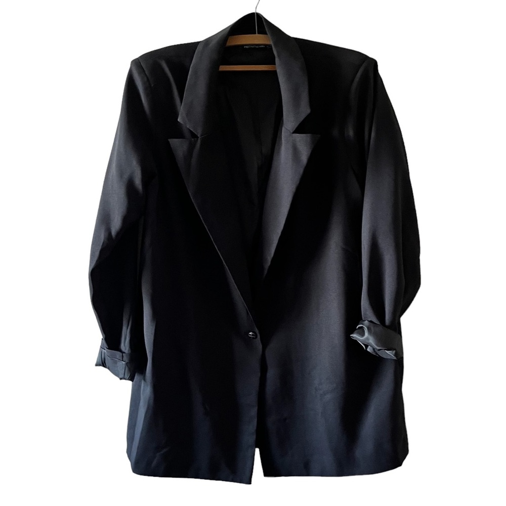 Pretty Little Thing Black Oversized Blazer With Shoulder Pads Size US 8